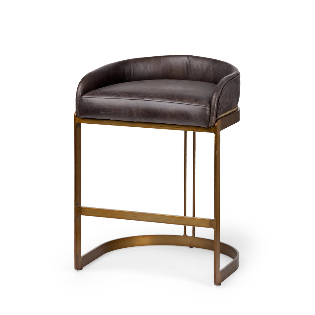 Hollyfield Counter + Bar Stool - Dark Brown Leather Seat