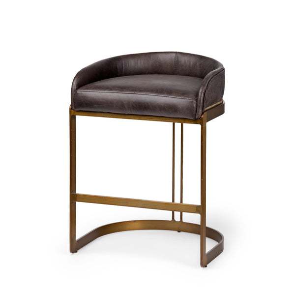 Hollyfield Counter + Bar Stool - Dark Brown Leather Seat