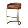 Hollyfield Counter + Bar Stool - Brown Leather Seat