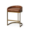 Hollyfield Counter + Bar Stool - Brown Leather Seat