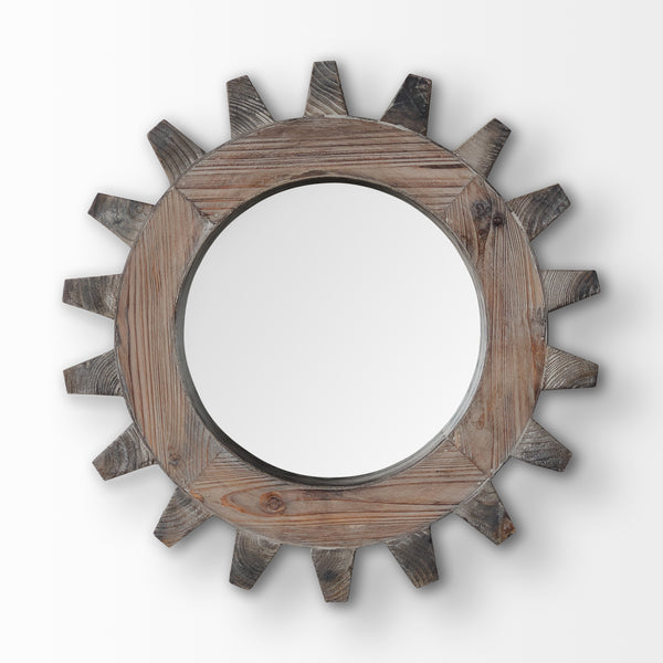 Cog Modern Farmhouse Wood Mirror - Small