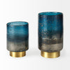 Caspian Blue Glass Antique Brass Bottom Vase