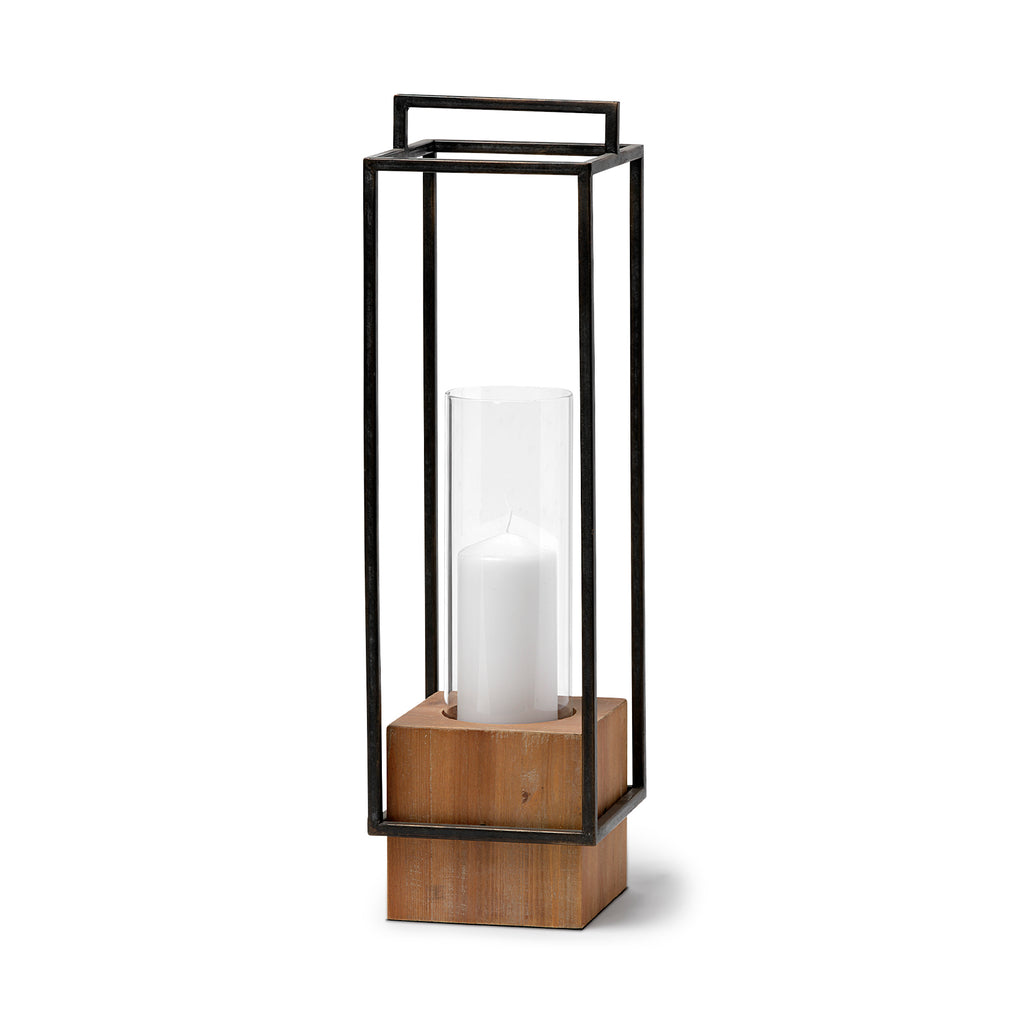 Orionis Metal and Wood Candle Holder Lantern - Large