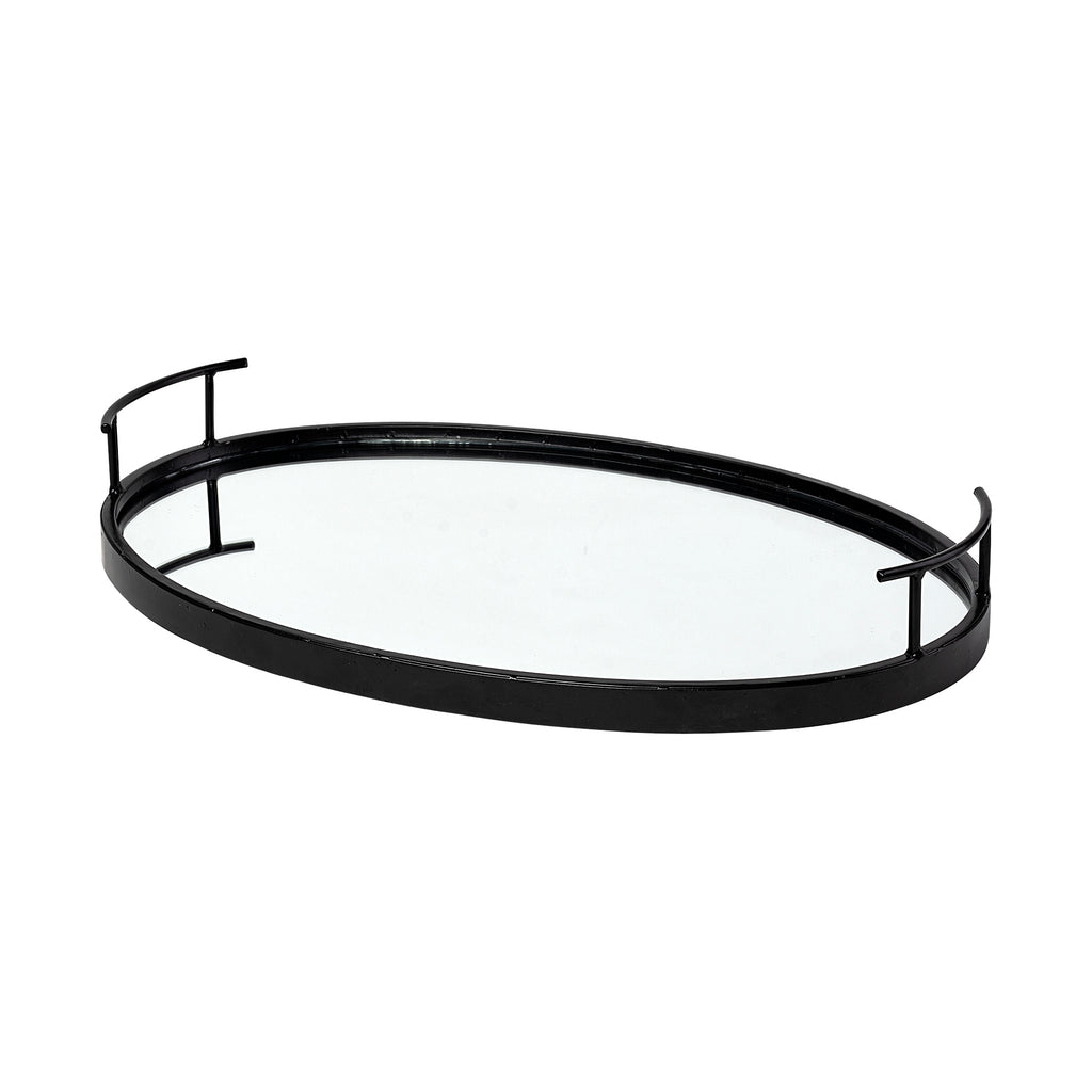 Ansel Black Metal Oval Tray